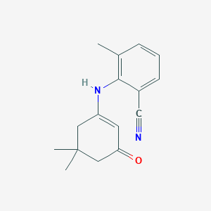 molecular formula C16H18N2O B258911 2-[(5,5-Dimethyl-3-oxocyclohex-1-en-1-yl)amino]-3-methylbenzonitrile 