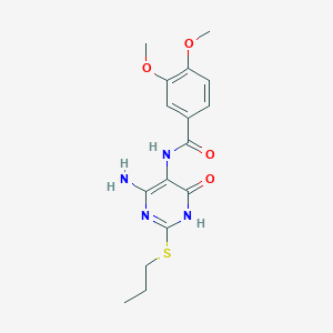 N-(4-amino-6-oxo-2-(propylthio)-1,6-dihydropyrimidin-5-yl)-3,4-dimethoxybenzamide