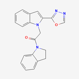 2-(2-(1,3,4-oxadiazol-2-yl)-1H-indol-1-yl)-1-(indolin-1-yl)ethanone