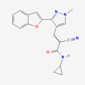 3-[3-(1-benzofuran-2-yl)-1-methyl-1H-pyrazol-4-yl]-2-cyano-N-cyclopropylprop-2-enamide