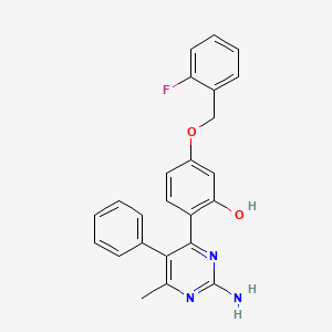 2-(2-Amino-6-methyl-5-phenylpyrimidin-4-yl)-5-[(2-fluorophenyl)methoxy]phenol