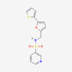 molecular formula C14H12N2O3S2 B2589145 N-((5-(噻吩-2-基)呋喃-2-基)甲基)吡啶-3-磺酰胺 CAS No. 2097931-14-9
