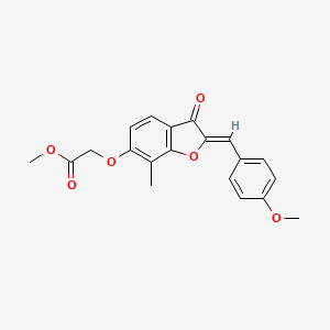 molecular formula C20H18O6 B2589150 (Z)-methyl 2-((2-(4-methoxybenzylidene)-7-methyl-3-oxo-2,3-dihydrobenzofuran-6-yl)oxy)acetate CAS No. 896813-73-3