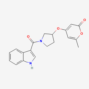 molecular formula C19H18N2O4 B2589162 4-((1-(1H-吲哚-3-羰基)吡咯烷-3-基)氧基)-6-甲基-2H-吡喃-2-酮 CAS No. 1798541-74-8