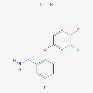 molecular formula C13H11Cl2F2NO B2589165 [2-(3-Chloro-4-fluorophenoxy)-5-fluorophenyl]methanamine hydrochloride CAS No. 2089277-21-2