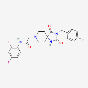 molecular formula C22H21F3N4O3 B2589168 N-(2,4-difluorophenyl)-2-(3-(4-fluorobenzyl)-2,4-dioxo-1,3,8-triazaspiro[4.5]decan-8-yl)acetamide CAS No. 923150-61-2