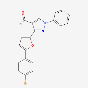 molecular formula C20H13BrN2O2 B2589182 3-[5-(4-Bromophenyl)furan-2-yl]-1-phenylpyrazole-4-carbaldehyde CAS No. 210825-09-5