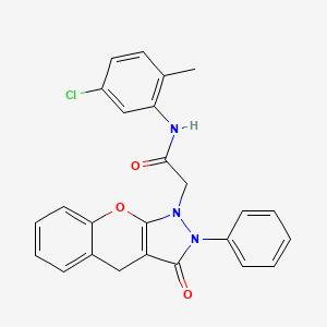 molecular formula C25H20ClN3O3 B2589187 N-(5-chloro-2-methylphenyl)-2-(3-oxo-2-phenyl-2,3-dihydrochromeno[2,3-c]pyrazol-1(4H)-yl)acetamide CAS No. 2034455-16-6
