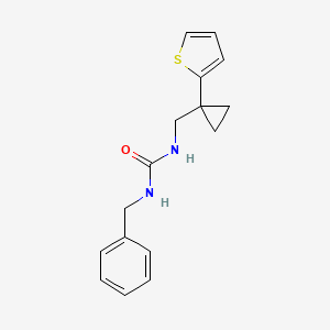 1-Benzyl-3-((1-(thiophen-2-yl)cyclopropyl)methyl)urea