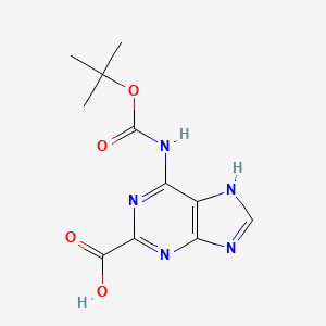 molecular formula C11H13N5O4 B2589195 6-[(2-Methylpropan-2-yl)oxycarbonylamino]-7H-purine-2-carboxylic acid CAS No. 2248310-56-5