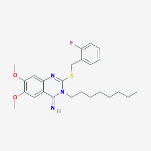 2-[(2-fluorobenzyl)sulfanyl]-6,7-dimethoxy-3-octyl-4(3H)-quinazolinimine