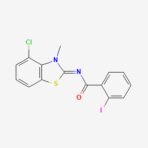 molecular formula C15H10ClIN2OS B2589200 N-(4-chloro-3-methyl-1,3-benzothiazol-2-ylidene)-2-iodobenzamide CAS No. 865543-92-6