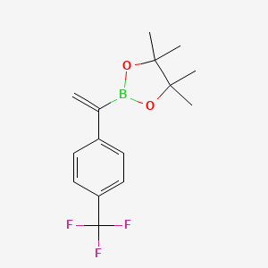 molecular formula C15H18BF3O2 B2589202 4-Trifluoromethyl-1-phenylvinylboronic acid pinacol ester CAS No. 1361046-91-4