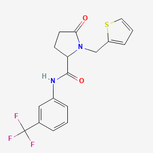 molecular formula C17H15F3N2O2S B2589208 5-oxo-1-(2-thienylmethyl)-N-[3-(trifluoromethyl)phenyl]-2-pyrrolidinecarboxamide CAS No. 477768-19-7