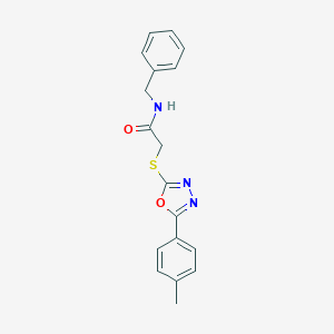 molecular formula C18H17N3O2S B258923 N-Benzyl-2-(5-p-tolyl-[1,3,4]oxadiazol-2-ylsulfanyl)-acetamide 