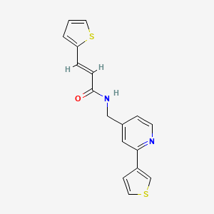 (E)-3-(thiophen-2-yl)-N-((2-(thiophen-3-yl)pyridin-4-yl)methyl)acrylamide