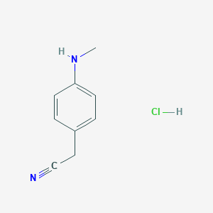molecular formula C9H11ClN2 B2589241 2-[4-(甲基氨基)苯基]乙腈盐酸盐 CAS No. 2406235-07-0