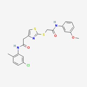 molecular formula C21H20ClN3O3S2 B2589253 N-(5-氯-2-甲基苯基)-2-(2-((2-((3-甲氧基苯基)氨基)-2-氧代乙基)硫代)噻唑-4-基)乙酰胺 CAS No. 941937-93-5