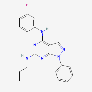 molecular formula C20H19FN6 B2589255 N4-(3-fluorophenyl)-1-phenyl-N6-propyl-1H-pyrazolo[3,4-d]pyrimidine-4,6-diamine CAS No. 921490-42-8
