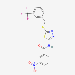 molecular formula C17H11F3N4O3S2 B2589256 3-硝基-N-(5-((3-(三氟甲基)苄基)硫代)-1,3,4-噻二唑-2-基)苯甲酰胺 CAS No. 392302-03-3