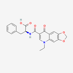 molecular formula C22H20N2O6 B2589262 N-[(5-ethyl-8-oxo-5,8-dihydro[1,3]dioxolo[4,5-g]quinolin-7-yl)carbonyl]-L-phenylalanine CAS No. 956569-92-9