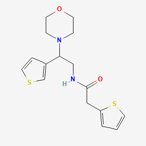 molecular formula C16H20N2O2S2 B2589263 N-(2-吗啉-2-(噻吩-3-基)乙基)-2-(噻吩-2-基)乙酰胺 CAS No. 946374-49-8
