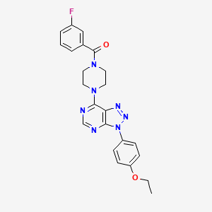 molecular formula C23H22FN7O2 B2589264 (4-(3-(4-乙氧基苯基)-3H-[1,2,3]三唑并[4,5-d]嘧啶-7-基)哌嗪-1-基)(3-氟苯基)甲苯酮 CAS No. 920417-46-5