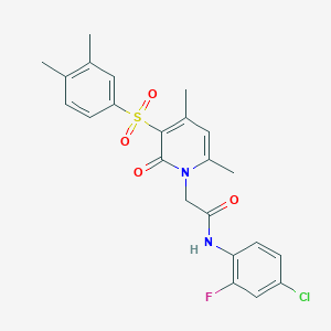 molecular formula C23H22ClFN2O4S B2589271 N-(4-chloro-2-fluorophenyl)-2-(3-((3,4-dimethylphenyl)sulfonyl)-4,6-dimethyl-2-oxopyridin-1(2H)-yl)acetamide CAS No. 946353-92-0
