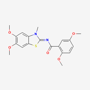 molecular formula C19H20N2O5S B2589274 (E)-N-(5,6-二甲氧基-3-甲基苯并[d]噻唑-2(3H)-亚甲基)-2,5-二甲氧基苯甲酰胺 CAS No. 955825-28-2