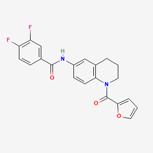 molecular formula C21H16F2N2O3 B2589287 3,4-difluoro-N-[1-(2-furoyl)-1,2,3,4-tetrahydroquinolin-6-yl]benzamide CAS No. 946288-90-0