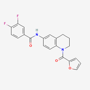 molecular formula C21H16F2N2O3 B2589287 3,4-difluoro-N-[1-(furan-2-carbonyl)-1,2,3,4-tetrahydroquinolin-6-yl]benzamide CAS No. 946288-90-0