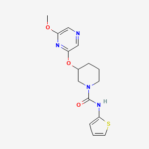 molecular formula C15H18N4O3S B2589288 3-((6-methoxypyrazin-2-yl)oxy)-N-(thiophen-2-yl)piperidine-1-carboxamide CAS No. 2034481-94-0