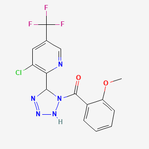 molecular formula C15H11ClF3N5O2 B2589293 [5-[3-Chloro-5-(trifluoromethyl)pyridin-2-yl]-2,5-dihydrotetrazol-1-yl]-(2-methoxyphenyl)methanone CAS No. 2060733-21-1