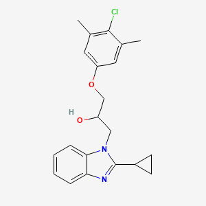 molecular formula C21H23ClN2O2 B2589294 1-(4-chloro-3,5-dimethylphenoxy)-3-(2-cyclopropyl-1H-benzimidazol-1-yl)propan-2-ol CAS No. 1111063-07-0