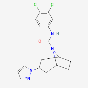 molecular formula C17H18Cl2N4O B2589296 (1R,5S)-N-(3,4-dichlorophenyl)-3-(1H-pyrazol-1-yl)-8-azabicyclo[3.2.1]octane-8-carboxamide CAS No. 2320885-10-5