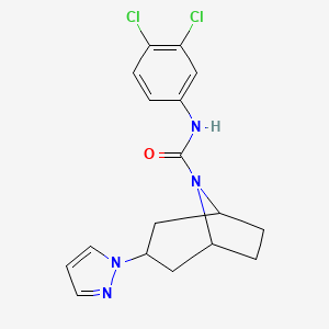 molecular formula C17H18Cl2N4O B2589296 N-(3,4-dichlorophenyl)-3-(1H-pyrazol-1-yl)-8-azabicyclo[3.2.1]octane-8-carboxamide CAS No. 2320885-10-5