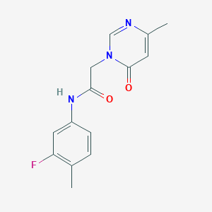 molecular formula C14H14FN3O2 B2589299 N-(3-氟-4-甲基苯基)-2-(4-甲基-6-氧代嘧啶-1(6H)-基)乙酰胺 CAS No. 1203021-89-9