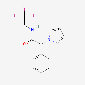 molecular formula C14H13F3N2O B2589307 2-苯基-2-(1H-吡咯-1-基)-N-(2,2,2-三氟乙基)乙酰胺 CAS No. 1351582-39-2