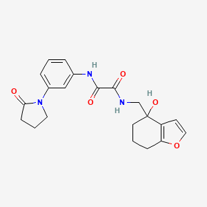 molecular formula C21H23N3O5 B2589311 N1-((4-hydroxy-4,5,6,7-tetrahydrobenzofuran-4-yl)methyl)-N2-(3-(2-oxopyrrolidin-1-yl)phenyl)oxalamide CAS No. 2309750-52-3