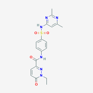 molecular formula C19H20N6O4S B2589315 N-(4-(N-(2,6-二甲基嘧啶-4-基)磺酰胺)苯基)-1-乙基-6-氧代-1,6-二氢哒嗪-3-甲酰胺 CAS No. 1226445-36-8