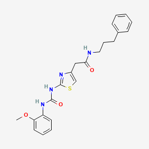 molecular formula C22H24N4O3S B2589316 2-(2-(3-(2-methoxyphenyl)ureido)thiazol-4-yl)-N-(3-phenylpropyl)acetamide CAS No. 897622-04-7