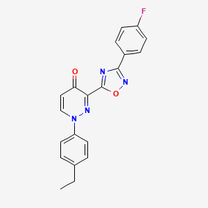 molecular formula C20H15FN4O2 B2589319 1-(4-ethylphenyl)-3-(3-(4-fluorophenyl)-1,2,4-oxadiazol-5-yl)pyridazin-4(1H)-one CAS No. 1251675-33-8