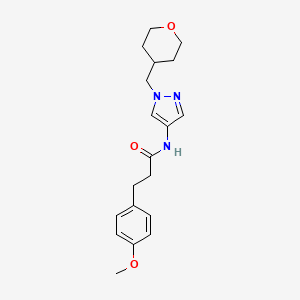 molecular formula C19H25N3O3 B2589320 3-(4-methoxyphenyl)-N-(1-((tetrahydro-2H-pyran-4-yl)methyl)-1H-pyrazol-4-yl)propanamide CAS No. 1706079-61-9