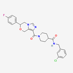 molecular formula C26H26ClFN4O3 B2589330 N-(3-chlorobenzyl)-1-{[6-(4-fluorophenyl)-5,6-dihydro-8H-imidazo[5,1-c][1,4]oxazin-1-yl]carbonyl}piperidine-4-carboxamide CAS No. 1775565-59-7