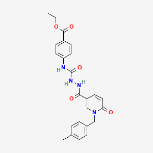 molecular formula C24H24N4O5 B2589331 Ethyl 4-(2-(1-(4-methylbenzyl)-6-oxo-1,6-dihydropyridine-3-carbonyl)hydrazinecarboxamido)benzoate CAS No. 1105206-94-7