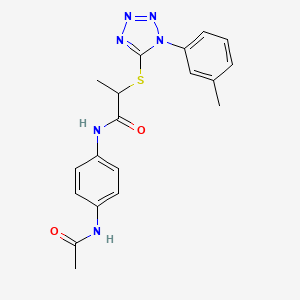molecular formula C19H20N6O2S B2589332 N-[4-(乙酰氨基)苯基]-2-{[1-(3-甲基苯基)-1H-四唑-5-基]硫代}丙酰胺 CAS No. 887347-19-5