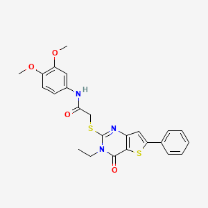 molecular formula C24H23N3O4S2 B2589336 1-({1-[(5-Chloro-2-thienyl)sulfonyl]piperidin-4-yl}acetyl)-4-(2,3-dimethylphenyl)piperazine CAS No. 1189467-61-5