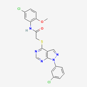 molecular formula C20H15Cl2N5O2S B2589341 N-(5-氯-2-甲氧基苯基)-2-((1-(3-氯苯基)-1H-吡唑并[3,4-d]嘧啶-4-基)硫代)乙酰胺 CAS No. 893923-38-1
