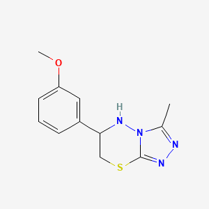 molecular formula C12H14N4OS B2589342 6-(3-甲氧基苯基)-3-甲基-5H,6H,7H-[1,2,4]三唑并[3,4-b][1,3,4]噻二嗪 CAS No. 1216167-49-5