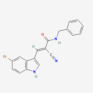 molecular formula C19H14BrN3O B2589350 (E)-N-benzyl-3-(5-bromo-1H-indol-3-yl)-2-cyanoprop-2-enamide CAS No. 473420-94-9